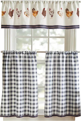 Vista 5 de Martha Stewart Chickens - Juego de cenefas y niveles de cortina de ventana de 3 piezas, multicolor