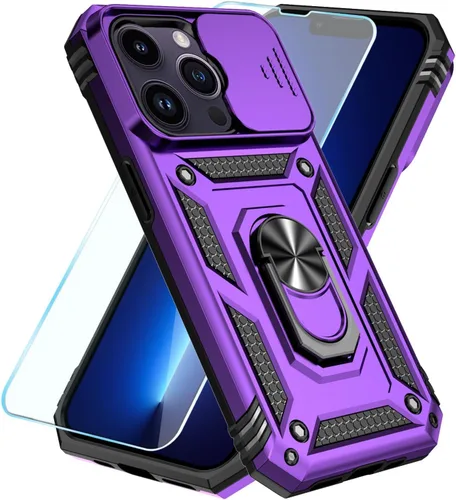 Vista 38 de SunStory Funda compatible con iPhone 12 Pro Max con protector de pantalla HD, cubierta de cámara deslizante y soporte de anillo giratorio