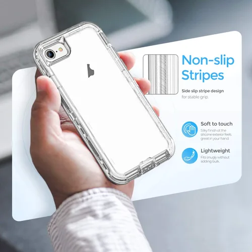 Vista 2 de ORIbox - Funda compatible con iPhone 7 Plus, compatible con iPhone 8 Plus, resistente a prueba de golpes, anticaída, funda transparente
