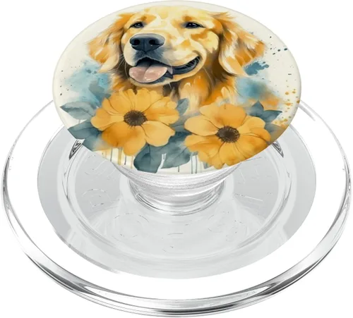 Vista 8 de Golden Retriever - PopSockets intercambiables para perro, acuarela, girasol, Golden Retriever