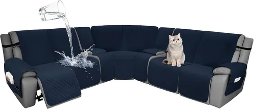 Vista 104 de Fundas de terciopelo 10% impermeables para sofá modular reclinable en forma de L, 1 pieza, fundas acolchadas para sofá reclinable esquinero, juego