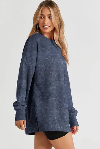 Vista 21 de SHEWIN Sudadera casual de manga larga con cuello redondo para mujer, ligera, holgada