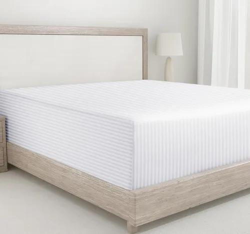 Vista 29 de California Design Den - Sábana bajera ajustable blanca, 100% algodón de 400 hilos, sábanas refrescantes de satén, no elástico que se desprende