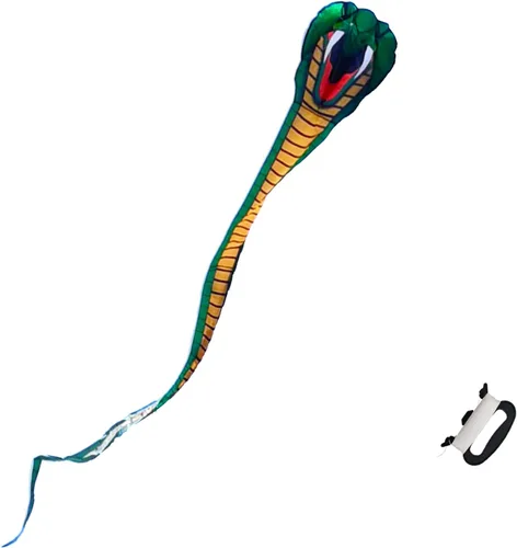 Vista 9 de Besra Cometa grande de serpiente cobra de 52 pies, colorida cometa de serpiente de cascabel con colas largas, deportes divertidos al aire libre