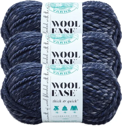 Vista 118 de Lion Brand Yarn - Ovillo de lana Wool-Ease Thick & Quick color fuerza aérea Super Bulky Wool Acrylic Blend Fiber for Soft Hats, Sweaters, Chunky