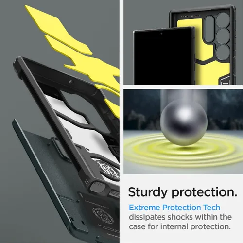 Vista 4 de Spigen Funda Tough Armor diseñada para Galaxy S23 Ultra (2023) [Soporte de apoyo] [Protección de grado militar] - Abyss Green