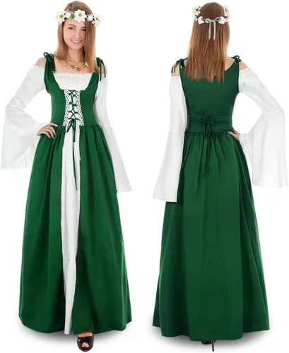 Vista 6 de Jeyiour Conjunto de accesorios de disfraz de hada renacentista para mujer, disfraz medieval con orejas de elfo y diadema