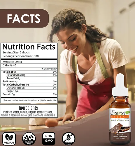 Vista 5 de Stevia Drops Irish Cream, English Toffee & Vanilla Stevia Select Keto Coffee - Paquete de sabores de stevia sin azúcar (3)