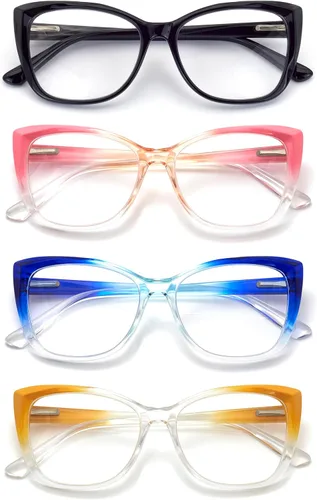 Vista 8 de 3-Pack Reading Glasses for Women Style Frame Spring Hinge Clear Lens Readers Glasses