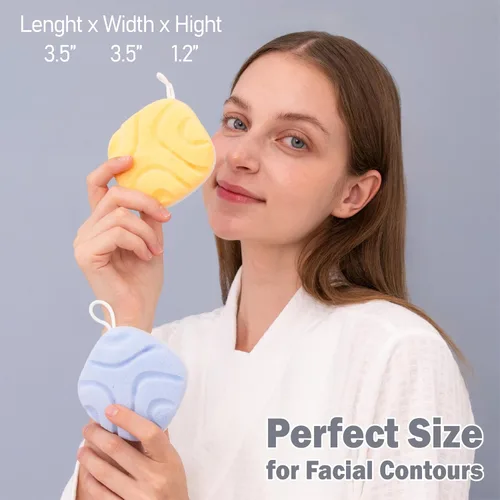 Vista 3 de myHomeBody Esponjas de lavado facial, limpiador facial para limpieza y exfoliación, removedor de maquillaje reutilizable, almohadillas exfoliantes
