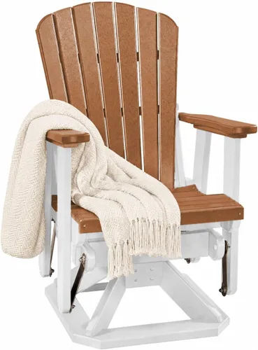 Vista 9 de DutchCrafters Slat Fan Back Poly Adirondack Swivel Glider Outdoor Patio Chair (Black)