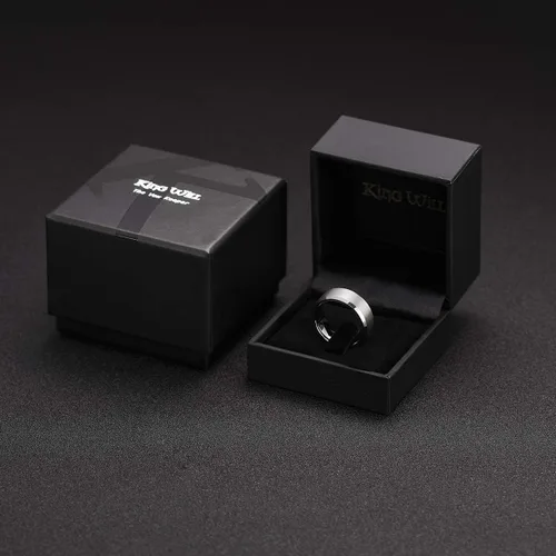 Vista 6 de King Will - Anillo básico unisex de carburo de tungsteno con acabado mate y pulido, para boda o compromiso, borde biselado, colores plateado, negro