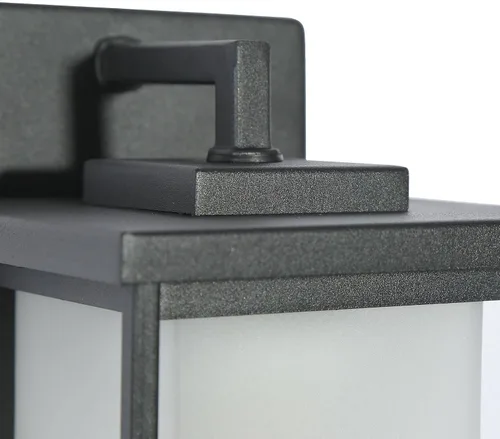 Vista 7 de Luces de pared negras para exteriores, moderna linterna de pared exterior de granja con pantalla de vidrio esmerilado, luces cuadradas resistentes a