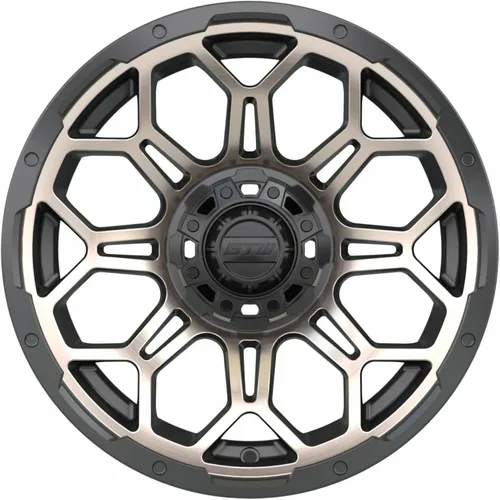 Vista 3 de GTW Bravo - Rueda de aluminio para carrito de golf de 14 pulgadas 14x7 Pernos 4-4 Offset 3:4 (bronce/negro)