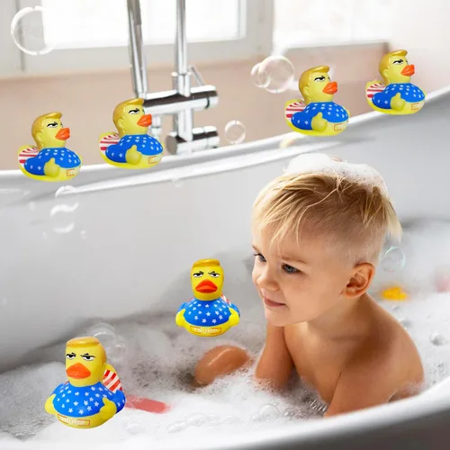 Vista 5 de Patos de goma grandes para tablero de instrumentos Jeep, juguete patriótico de baño de 4 pulgadas, divertido regalo de broma para baby shower