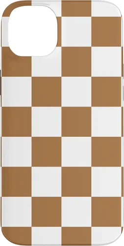 Vista 15 de iPhone 16 Checkered Checkerboard Indie Aesthetic Brown Coffee Beige Case