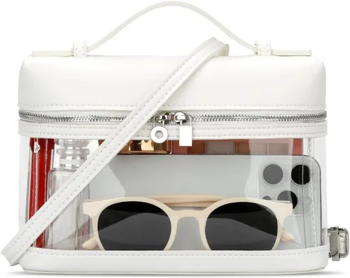 Vista 11 de KKXIU Bolsos cruzados transparentes para mujer, de piel vegana, aprobados para estadios, bolsas transparentes para conciertos y deportes