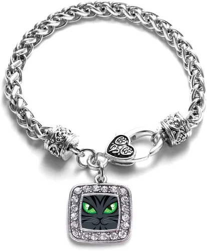 Vista 197 de Pulsera de dijes cuadrados de plata con joyería de circonita cúbica