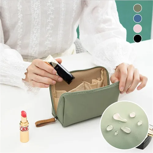 Vista 2 de Bolsa de maquillaje de viaje para mujer, mini bolsa de maquillaje de viaje impermeable, bolsa de embrague, bolsa multifuncional de gran capacidad