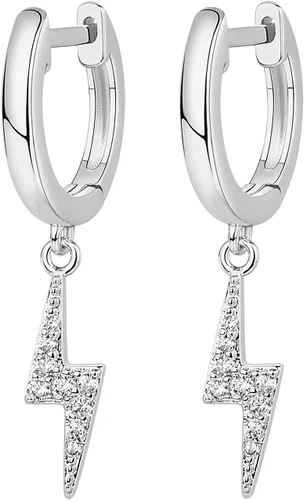 Vista 3 de PAVOI Aretes colgantes de plata de ley S925 chapados en oro de 14 quilates para mujer, diseño de estrella, cerradura, mariposa, luna, relámpago