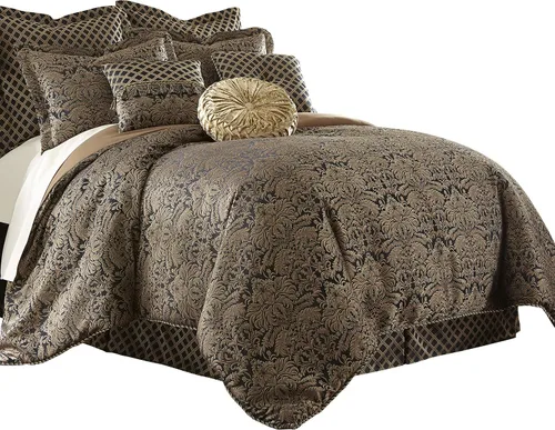 Vista 2 de Sterling Creek Juego de edredón Valencia de 9 piezas en tela jacquard floral