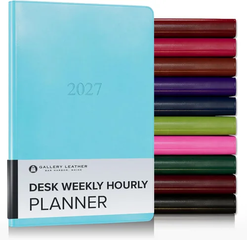 Vista 102 de Gallery Leather Planificador Semanal y Mensual Grande 2025-2026, Calendario Planificador y Cuaderno Elegantemente Encuadernado con Elegantes Bordes