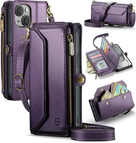 Vista 20 de Strapurs - Funda magnética desmontable para iPhone 15, color negro Compatible with Magsafe, Crossbody Wrist Strap, RFID Blocking 9-Card Holder