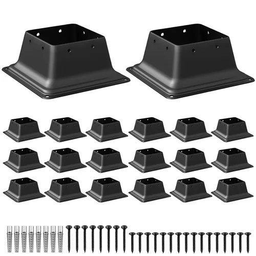 Vista 12 de SPACEEUP Base de poste de 4 x 4, tamaño interno de 3.6 x 3.6 pulgadas, soporte de poste de acero resistente, apto para anclaje de poste de madera