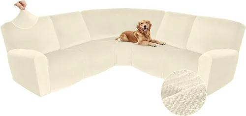 Vista 370 de Arfntevss Fundas de sofá seccional reclinable de terciopelo, Funda de sofá seccional de esquina para sofá reclinable, Funda elástica suave