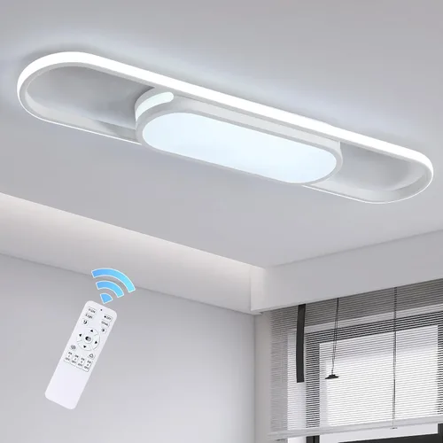 Vista 11 de Qcyuui Luces LED de Techo Regulables 46.4'' Accesorios de Iluminación para Cocina de Techo Negro Empotrado con Control Remoto Luz de Techo Lineal