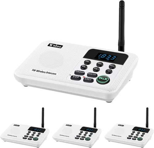 Vista 9 de Wuloo Intercomunicadores inalámbricos para el hogar de 1 milla de alcance 22 canales 100 pantalla de visualización digital, sistema