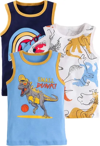 Vista 25 de Camisetas sin mangas de algodón suave para niños pequeños, paquete de 3