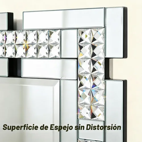 Vista 3 de Chende Espejo grande de sala de estar de 28 x 40 pulgadas para decoración, espejo de pared decorativo de cristal con borde biselado y marco