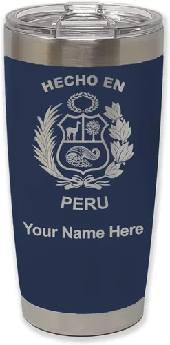 Vista 19 de LaserGram Vaso aislado al vacío de 20 onzas, hecho en Perú, grabado personalizado incluido (negro)