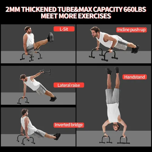 Vista 5 de Teclor Barra de flexión, barras paralelas para L-sit & Dip, soporte de barras paralelas que no se tambalean para paradas de manos, plancha completa