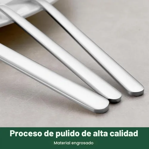 Vista 4 de Juego de cubiertos de 24 piezas con cuchillos para carne, juego de cubiertos de acero inoxidable para 4, juego de cubiertos de grado alimenticio