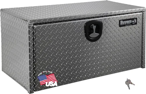 Vista 19 de Buyers Products 1705148 - Caja de camión de aluminio diamantado para debajo de la carrocería con pestillo de mango en T, 14 x 12 x 16 pulgadas