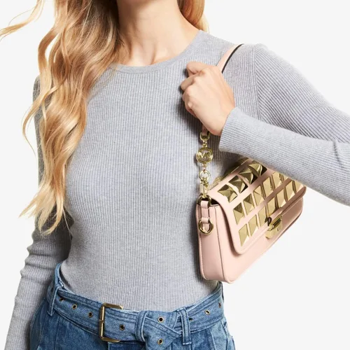Vista 2 de Michael Kors Bradshaw - Bolso bandolera con tachuelas color rosa suave, Rosa suave