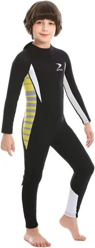 Vista 5 de Traje de neopreno completo de 0.098 pulgadas para niños, traje de baño de una pieza para niños y niñas, traje de buceo con cremallera trasera
