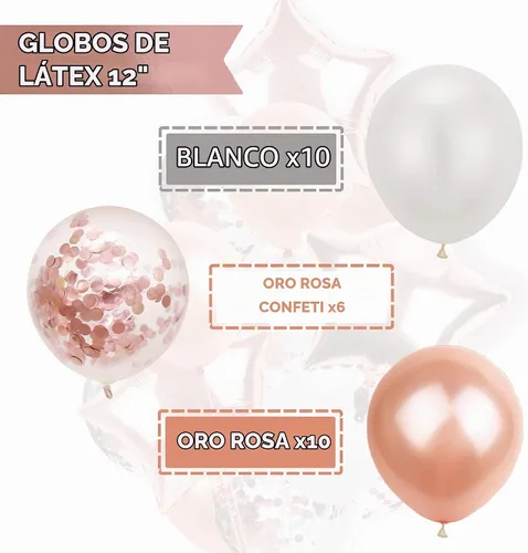 Vista 3 de Suministros de fiesta de oro rosa (juego de decoraciones de fiesta de oro rosa con globos)