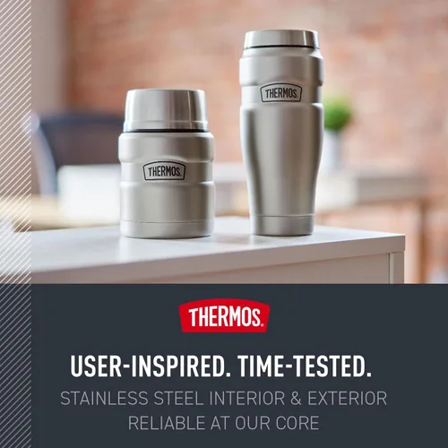 Vista 7 de THERMOS Stainless King - Tarro de alimentos aislado al vacío con cuchara, 16 onzas, verde militar mate Stainless Steel Insulated Food Container