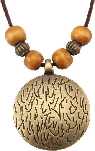 Vista 45 de Collares bohemios para mujer, colgante largo de madera, collar vintage, collar de cadena de suéter, joyería hecha a mano Collar de cuentas