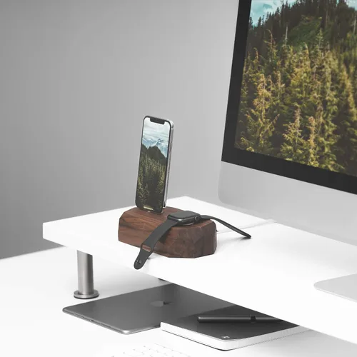 Vista 7 de Oakywood - Estación de acoplamiento de madera 2 en 1 compatible con Apple Watch, compatible con iPhone - Estación de carga dual, 1 conector