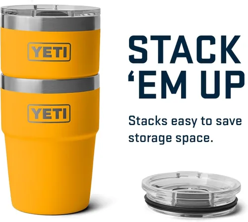 Vista 7 de YETI Rambler - Vaso apilable de 16 onzas, aislado al vacío, de acero inoxidable con tapa MagSlider Apilable