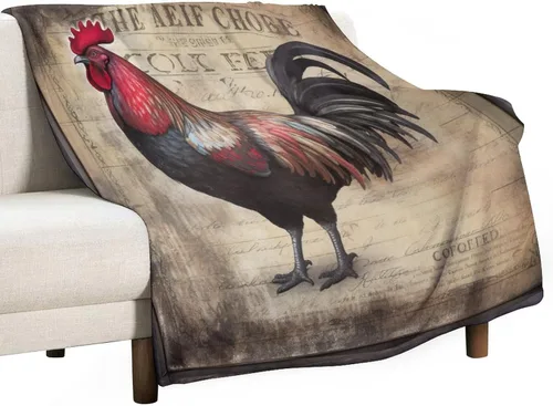 Vista 20 de Manta de microfibra suave y acogedora con diseño de gallo rústico en blanco y negro, suave y acogedora manta de microfibra para sofá, cama, oficina