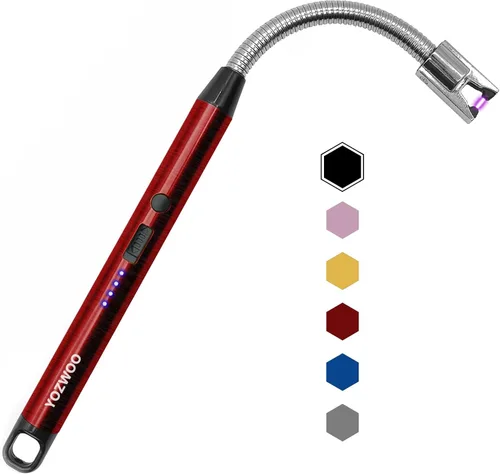 Vista 4 de YOZWOO Encendedor recargable USB C – Encendedor de arco de plasma sin llama a prueba de viento con cuello flexible de 360 grados y pantalla LED