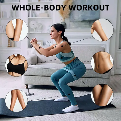 Vista 5 de Bandas de ejercicio de resistencia para fitness en casa, yoga, pilates, estiramiento, entrenamiento de fuerza y terapia física, juego de bandas