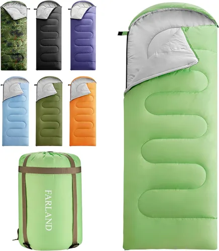 Vista 15 de FARLAND Sacos de dormir de 30 ℉ para adultos, adolescentes y niños con saco de compresión portátil y ligero para campamento de 3 a 4 estaciones