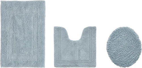 Vista 428 de Better Trends - Juego de 2 alfombras de baño 100% algodón, extra suaves, con borlas, de 17" x 24", alfombra de baño superabsorbente y reversible