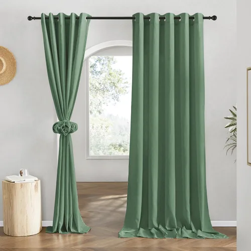 Vista 85 de NICETOWN - Cortinas de lino angora para ventana de cocina sobre el fregadero, con ojales, lino grueso angora, tratamientos cortos para ventanas
